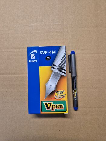 Boîte 12 stylos plumes V-Pen bleus