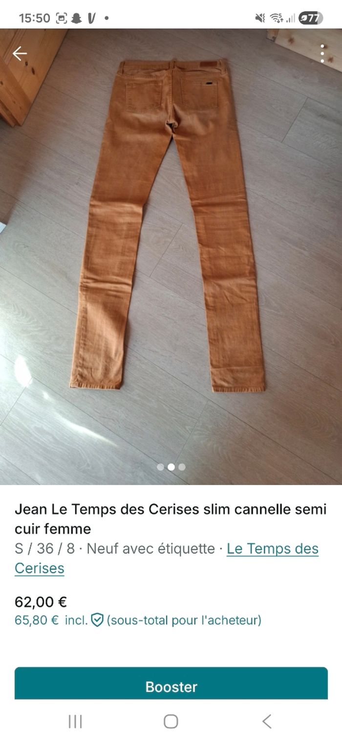 Jean le temps des Cerises slim cannelle semi cuir - photo numéro 2