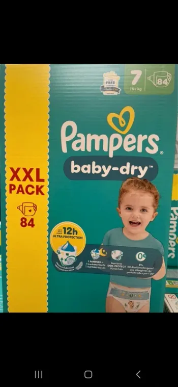 Pack xxl 84 Couches pampers Baby-Dry 15kg+ Taille 7 neuf