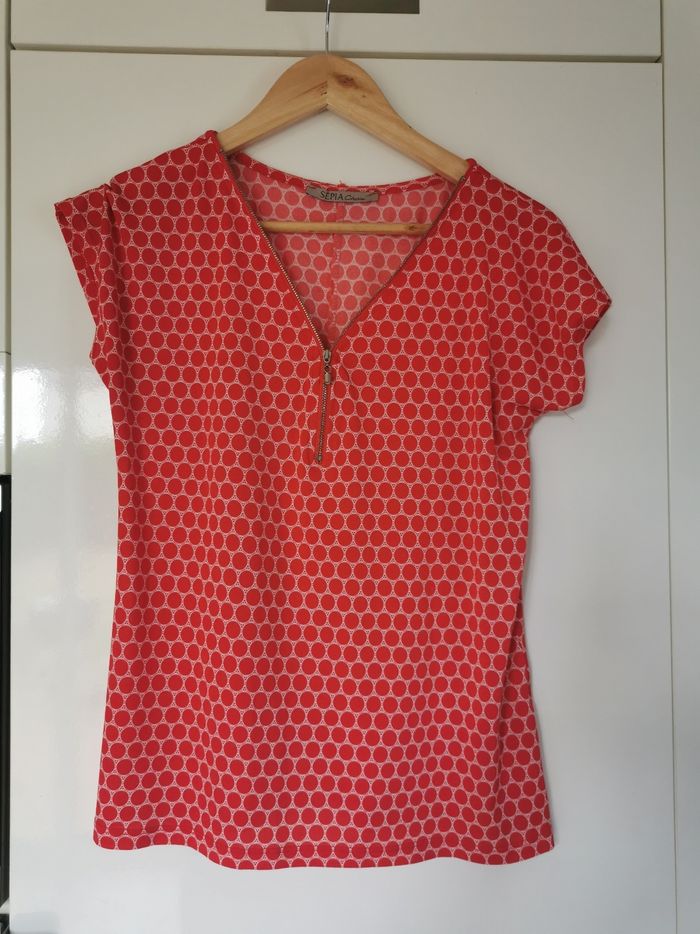 Blouse rouge à pois Sepia t38
