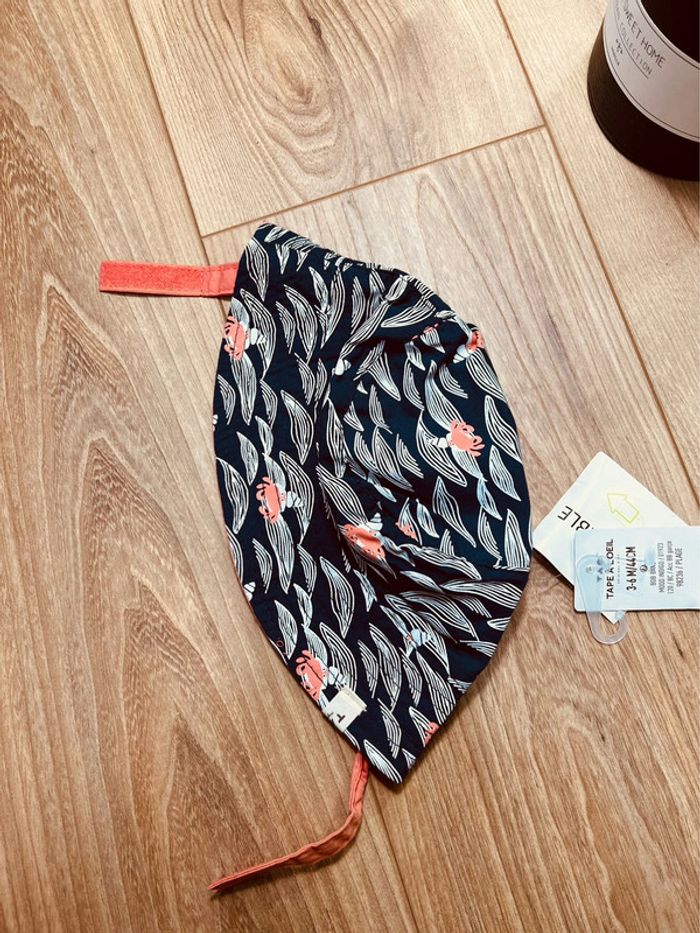 Taille 3~6 mois bob réversible garçon TAO bleu marine corail * crabe * 💙 - photo numéro 2