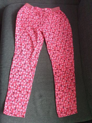 Pantalon fin été fille 8 ans rose fleurs DPAM