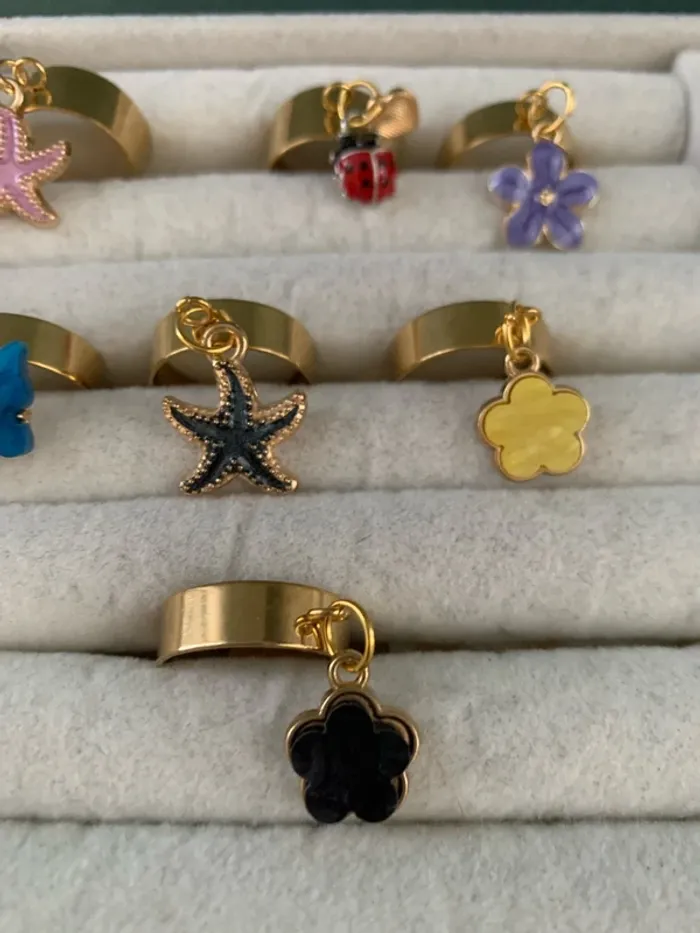 lot 7 bagues acier inoxydable ajustable - photo numéro 2