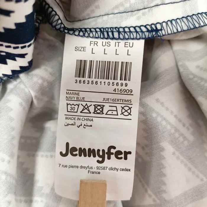 Jupe Patineuse ample blanc imprimé bleu motifs géométriques – Jennyfer – taille L - photo numéro 10