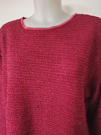 Superbe pull bordeaux cocooning maille texturé scintillante