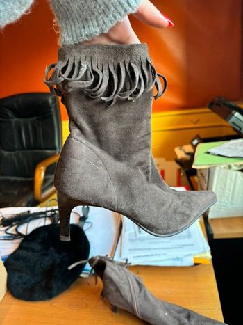 bottines, marrons, montantes à frange