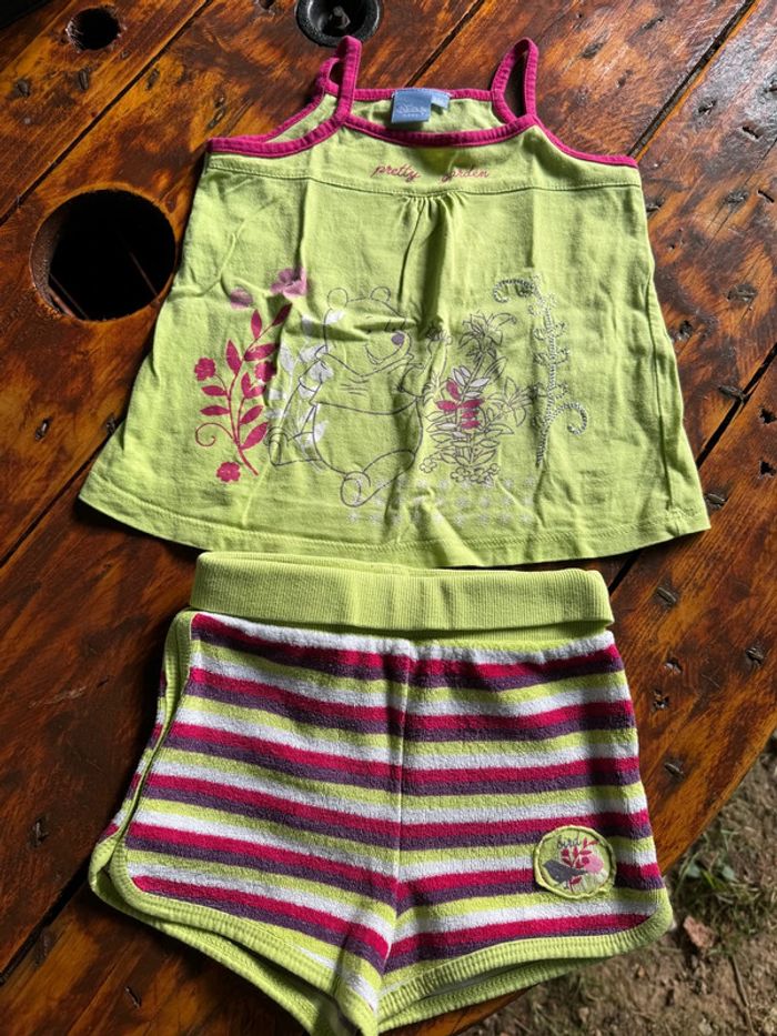 Ensemble t-shirt bretelles + short / fille - 12 mois
