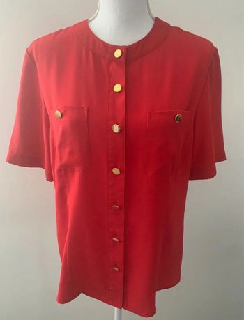 Blouse à manches courtes rouge et dorée Les Impeccables de la Redoute Vintage T38 M