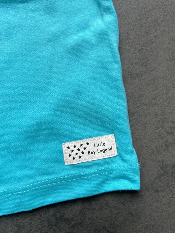 Ensemble 2 articles: salopette blanche et t-shirt col tunisien turquoise bébé garçon - photo numéro 4