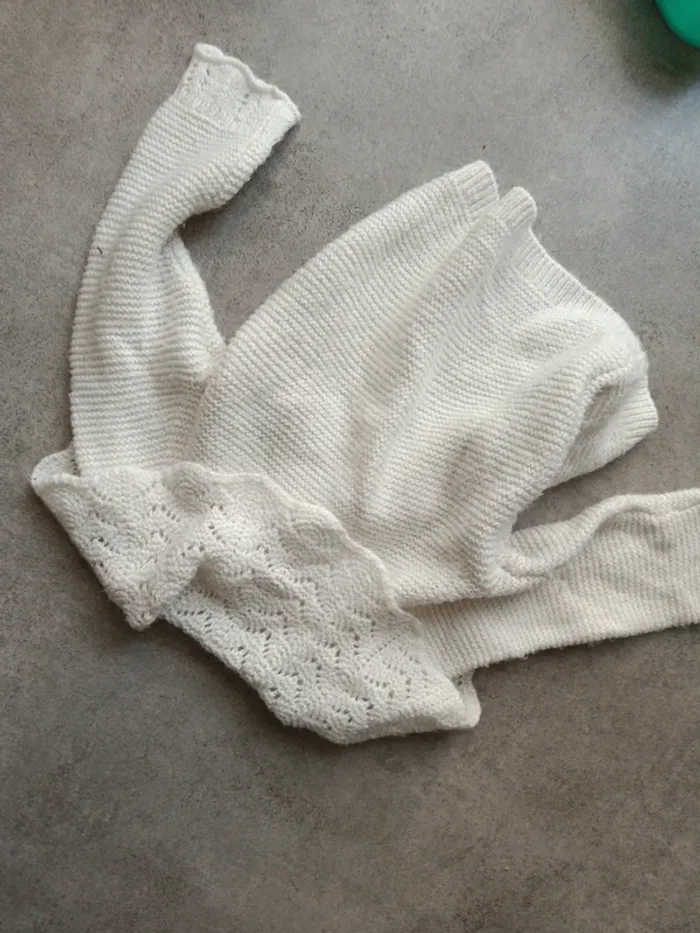 Gilet Kiabi blanc cassé gros col brodé 81cm - photo numéro 5