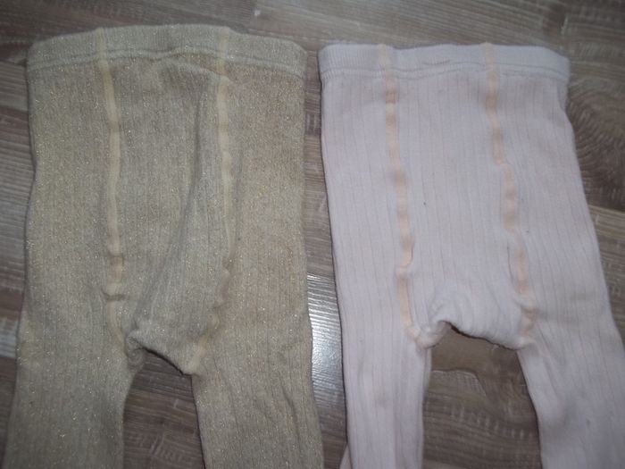 Lot 2 collants côtelés rose et doré Tex 10/11 ans - photo numéro 4