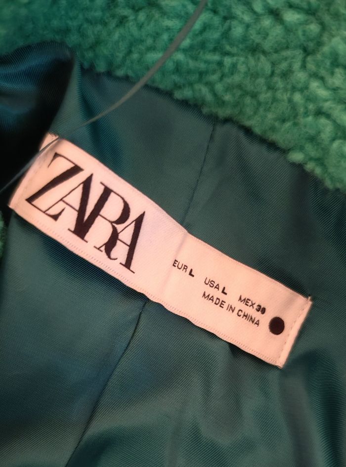 Manteau vert en mouton - Zara taille L - photo numéro 3