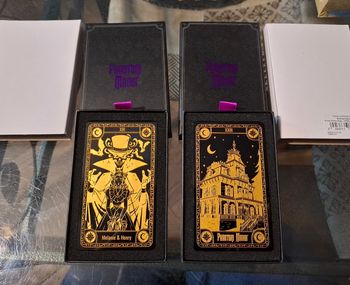 Lot de 2 cartes verre arribas Phantom Manor Disneyland Paris Eurodisney Mélanie et Henry Ravenswood tarot disney
