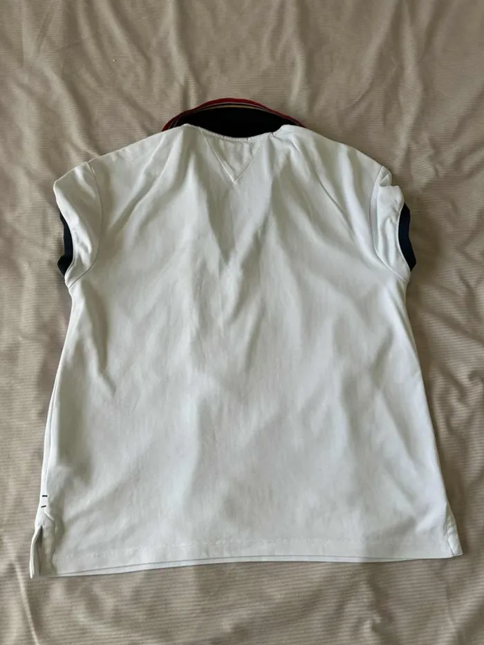 Polo blanc Hilfiger Denim col coloré Taille L . - photo numéro 2