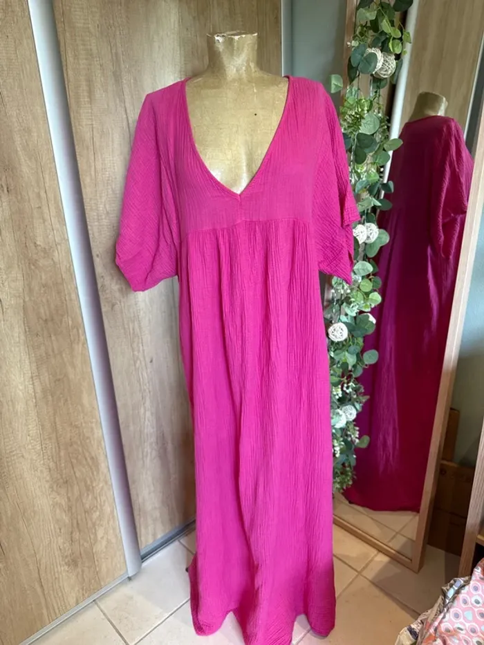 Magnifique robe longue en gaz de coton femme