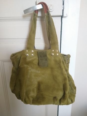 Sac mains ou épaule cuir vert créatrice