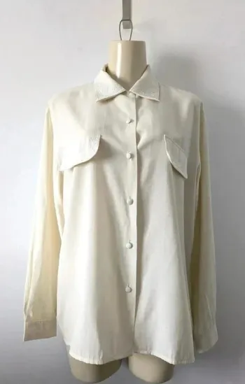 Chemisier brodé écru vintage - 123 - taille 44/46