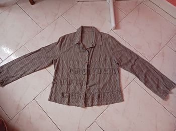 chemisier kaki et blanc taille unique