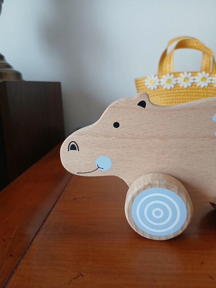 jouets bois massif : Biche-culbuto à empiler + Hippo à faire rouler - photo numéro 9
