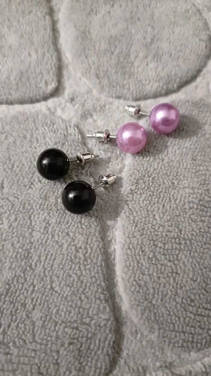 Lot 2 paires boucles d'oreilles perles - photo numéro 3