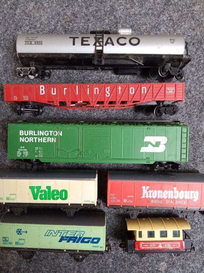 Lot de 7 wagons de marchandises pour train électrique fobbi - photo numéro 3