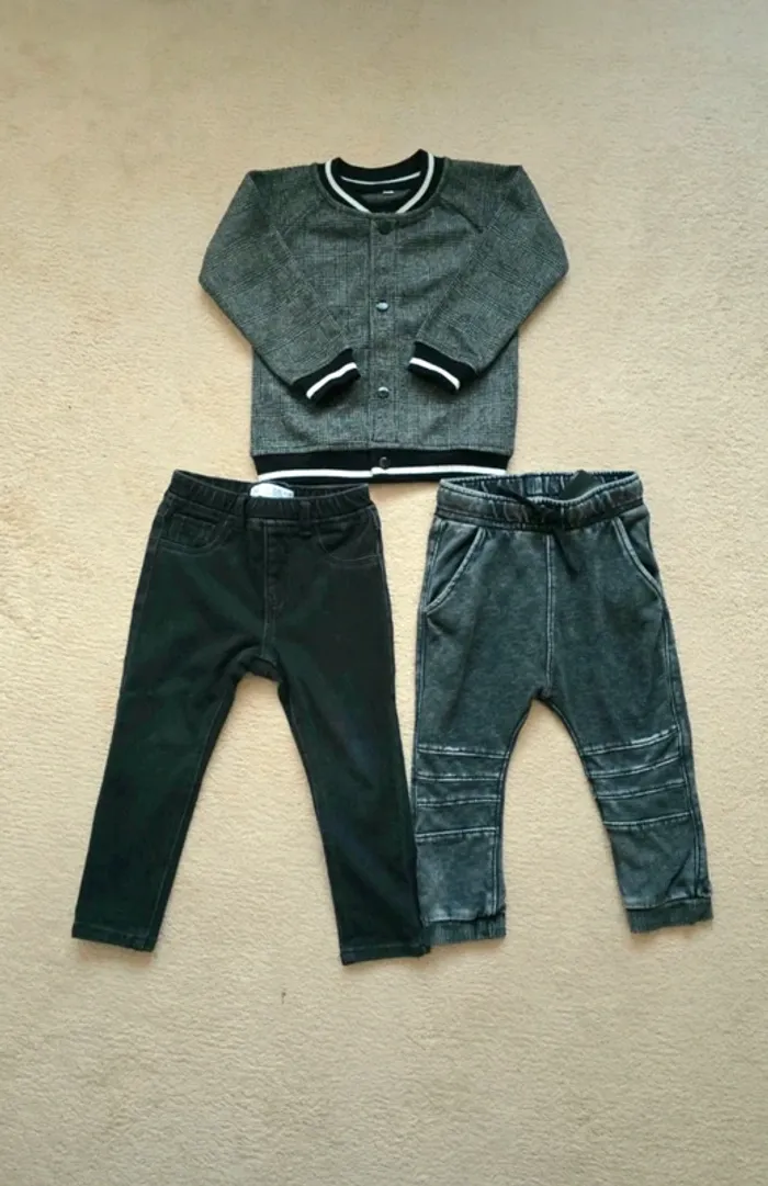 18/24 mois lot 1 gilet prince de galles 1 jean slim et 1 jogging délavé - photo numéro 2