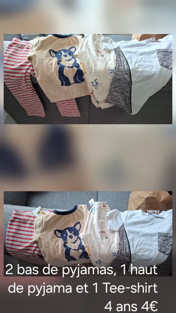 Lot pyjama et Tee-shirt 4 ans
