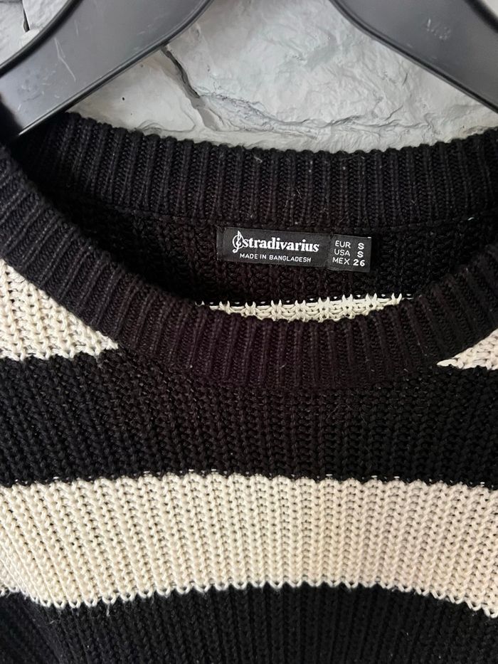 Pull rayé écru / noir - photo numéro 4