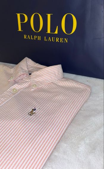 Chemise Ralph Lauren Rayée Orange Pastel et Blanche - Taille S/36 - Slim Fit