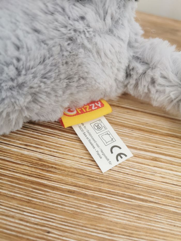 Doudou peluche  Âne gris noir bandana orange Fizzy - photo numéro 5