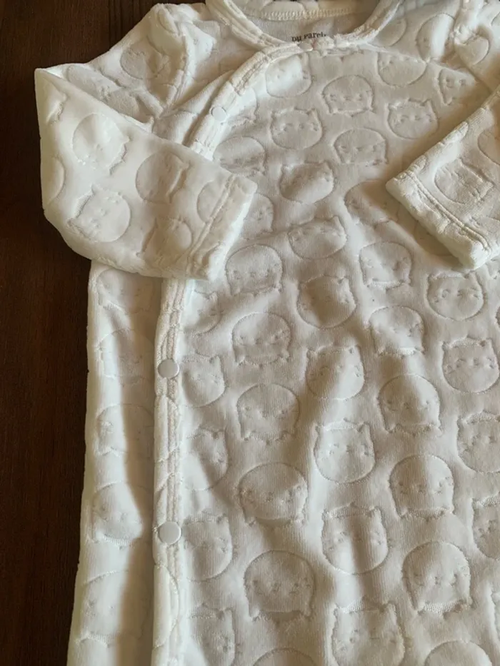 Pyjama velours 9 mois DPAM blanc - photo numéro 4