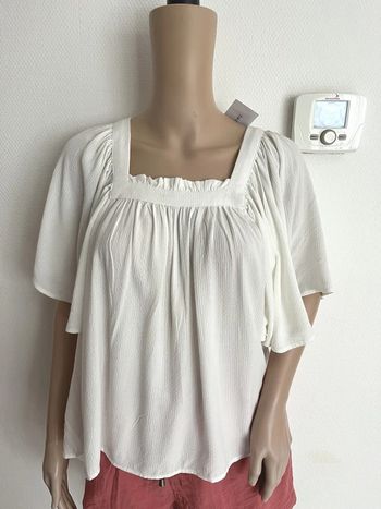 Blouse, chemisier, tunique blanc écru, 100 % coton taille L