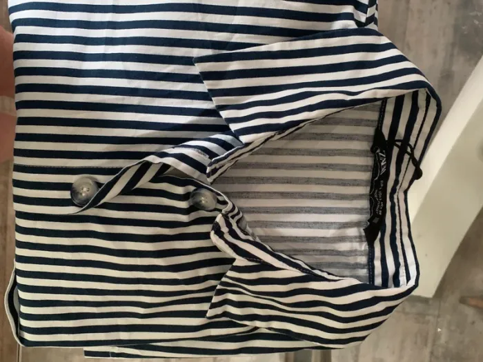 Chemise Zara oversize rayé bleu et blanc taille L - photo numéro 14
