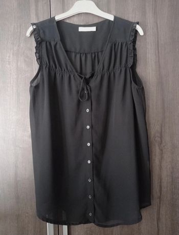 Top chemise en voile noir