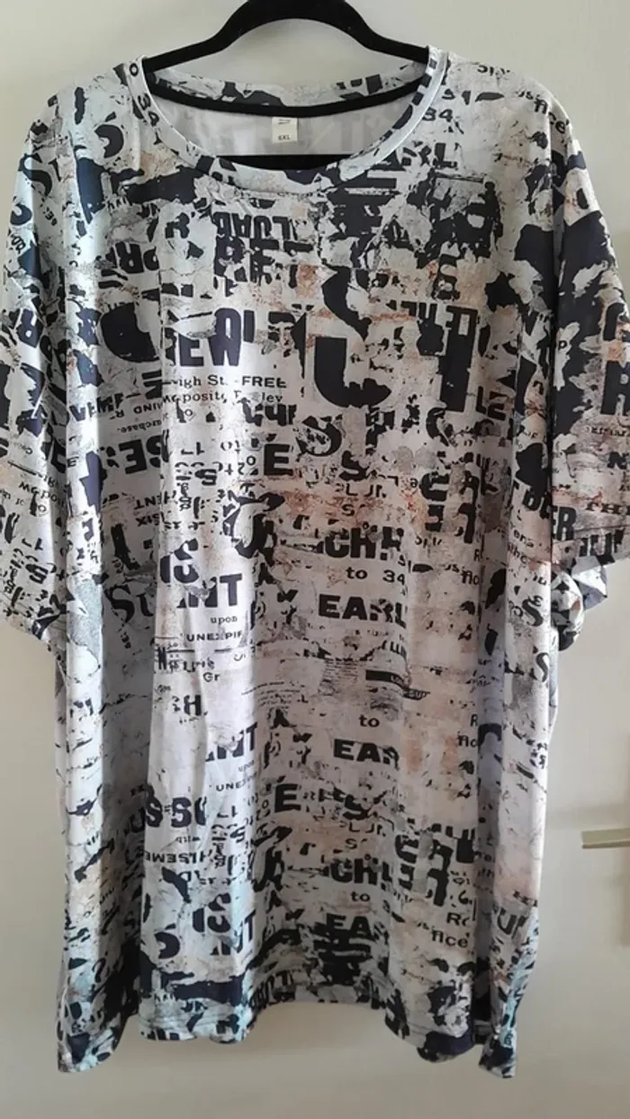 T-shirt imprimé "lettres", taille 6XL pour homme ou femme