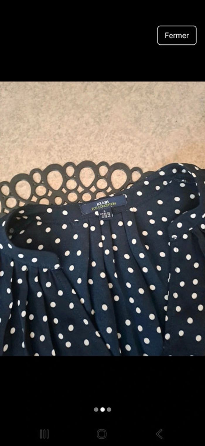 Blouse légère bleu marine a pois Taille S Kiabi - photo numéro 3