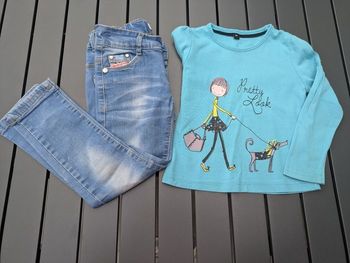 Pantalon jean + T shirt fille 3 ans