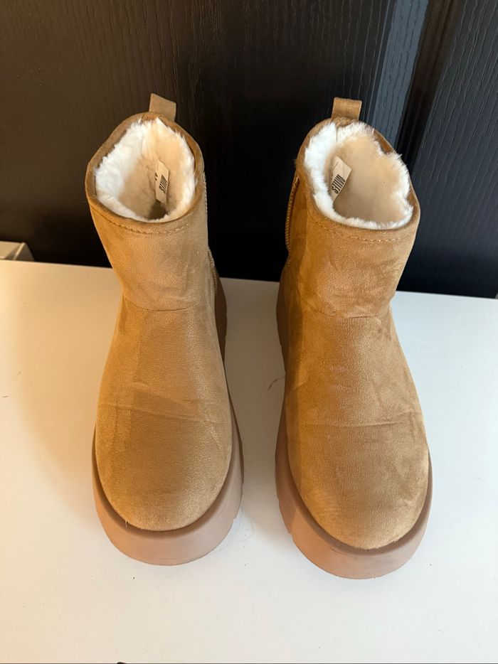 Bottines fourrées camel à semelle épaisse - photo numéro 3
