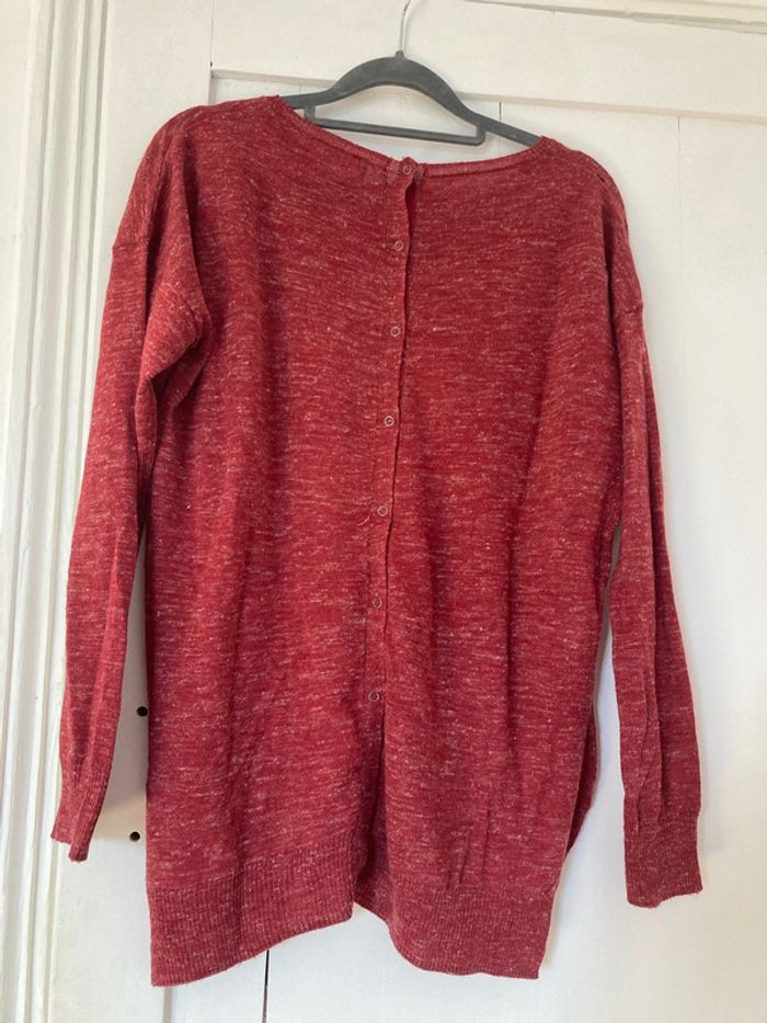 Pull bordeau chiné à pressions dans le dos Mango - photo numéro 3