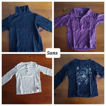 4 hauts longues manches taille 5ans