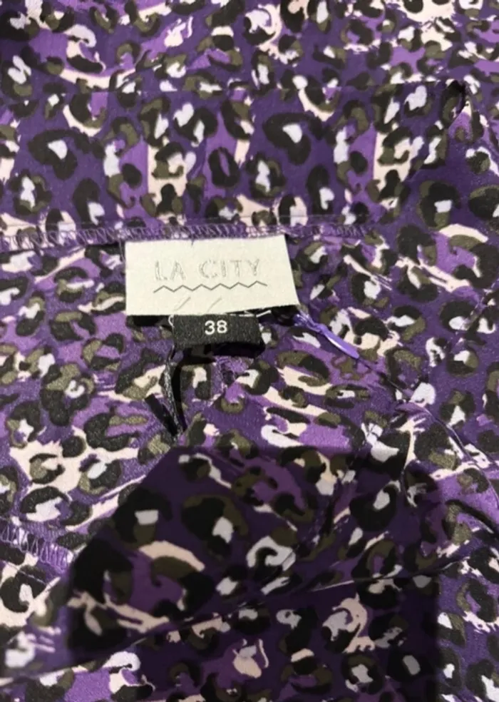 Jupe La City imprimé léopard violet – T36- Neuve - photo numéro 5