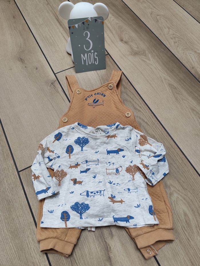 Ensemble salopette tee shirt manche longue