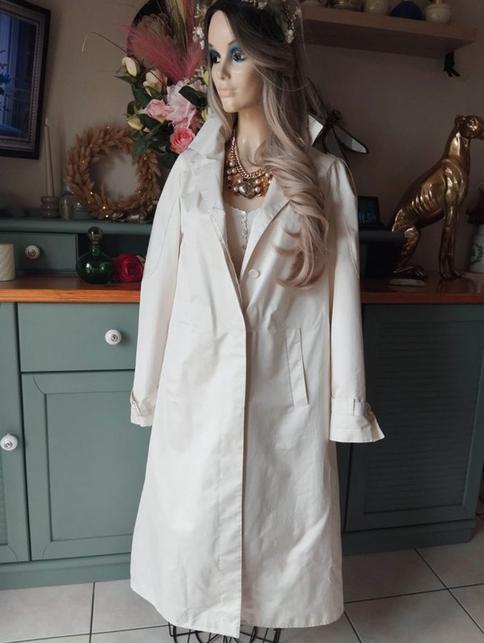 🐝 Trench-Coat Léger Couleur Ivoire Irisé Claude Harvey T38/40🐝 - photo numéro 19