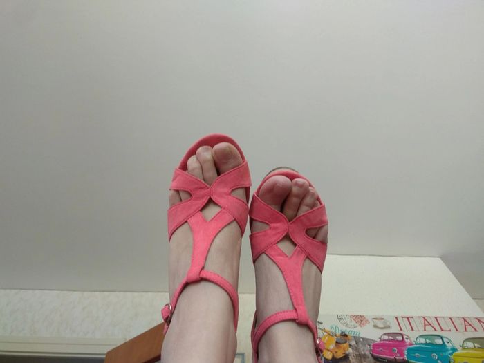 Chaussures talon compensé saumon