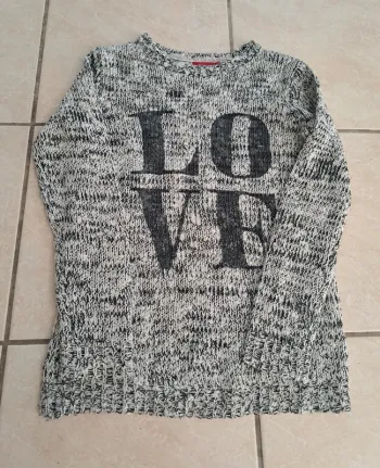 Pull gris/blanc manches longues 10 ans 👧 Tissaia en TBE