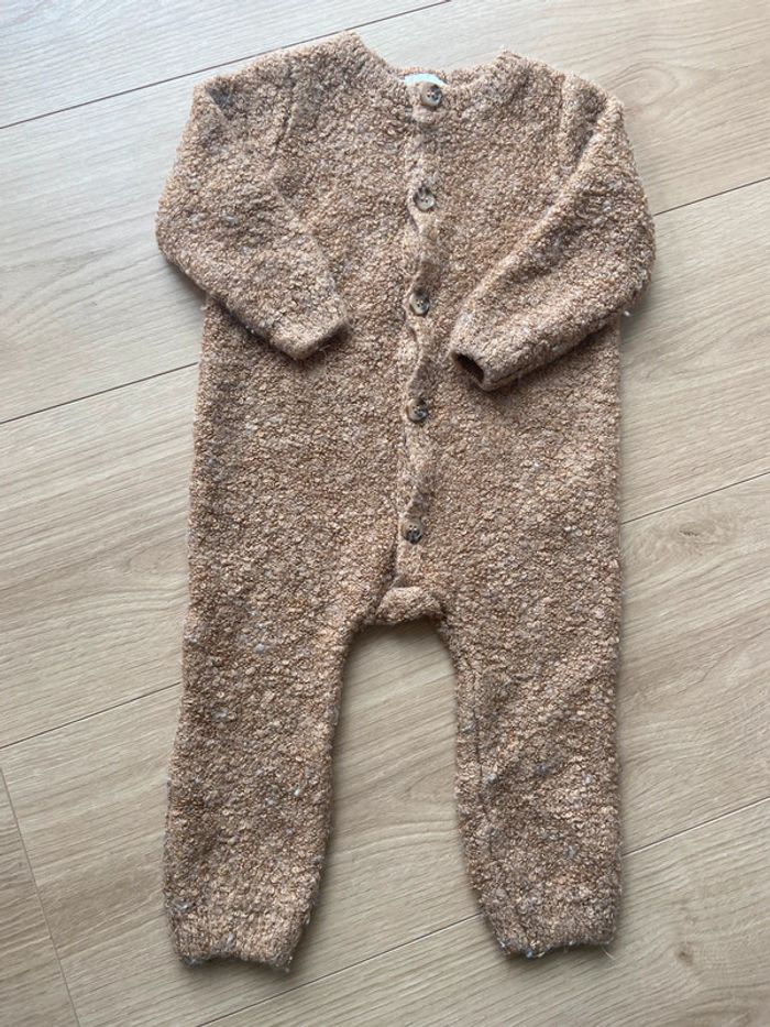 Jolie combinaison en mailles camel 12 mois