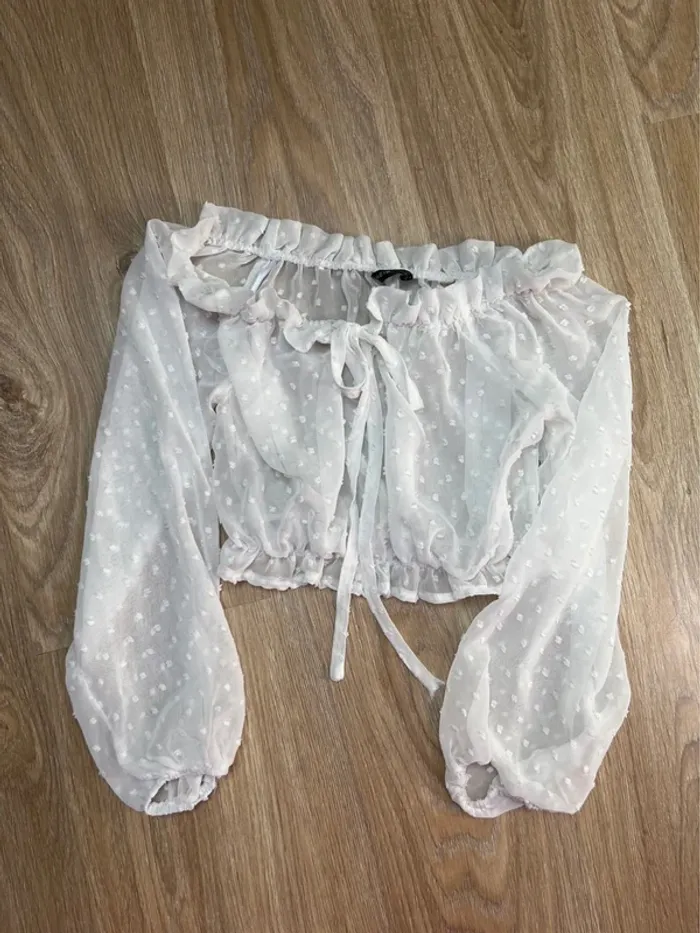 top Shein dentelle transparent à fente - photo numéro 3