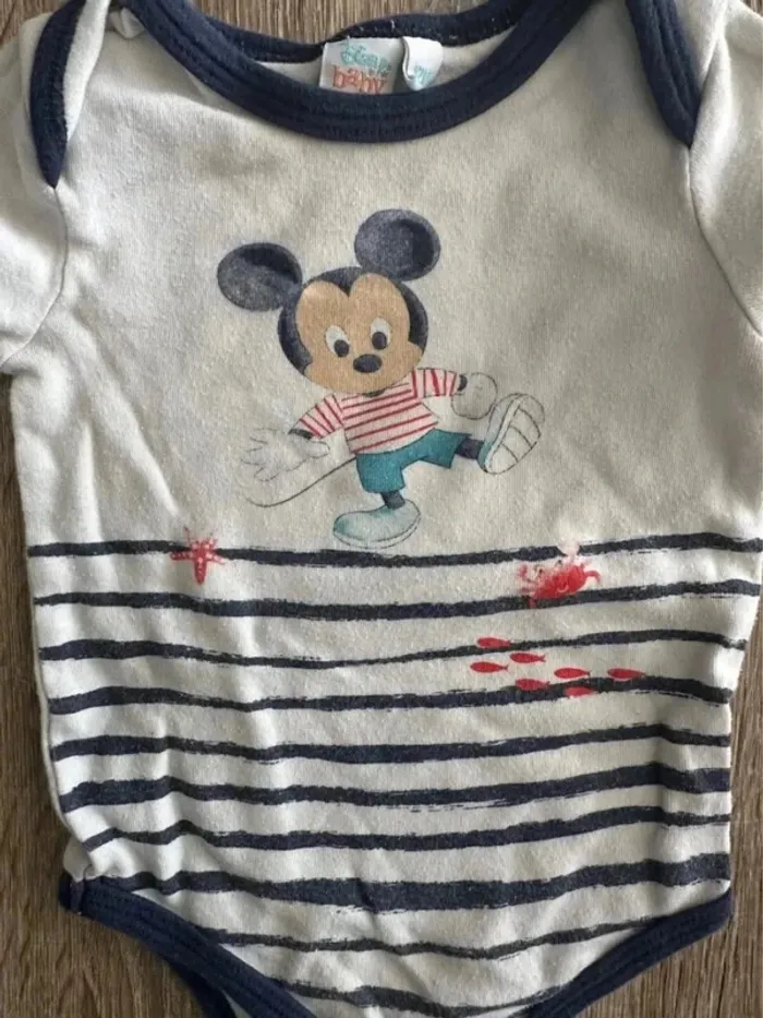 Lot 2 bodies manche longue Mickey 12 mois 74 cm - photo numéro 9