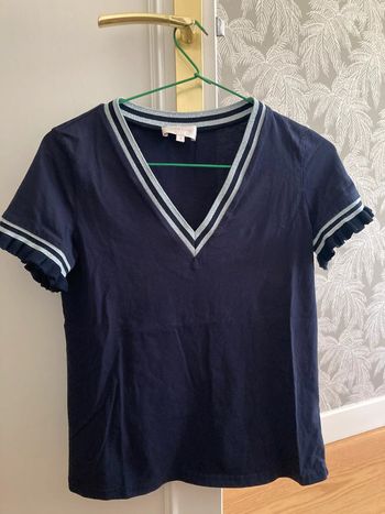Tee-shirt Grace &Mila bleu marine très bon état volants argentés