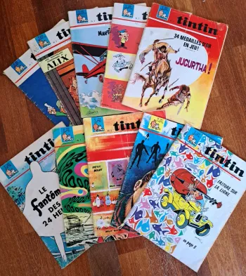 lot de 10 Magazines, Tintin Hebdomadaire , 1967-1968, état correct